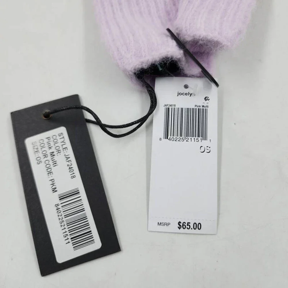 Jocelyn Color Block Ribbed Wool Blend Gloves Women's One Size Pink Multi Pull On